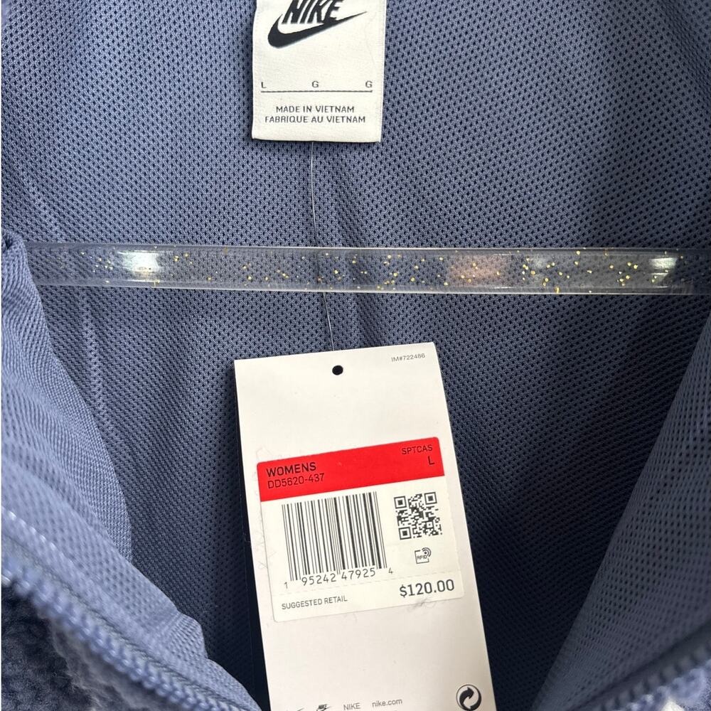 NWT Nike Sportswear Swoosh Sherpa Blue/White Jacket Women's Size L (DD5620-437) - Picture 7 of 10